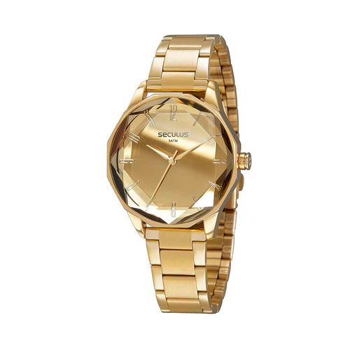 Relógio Feminino Causal Espelhado Dourado
