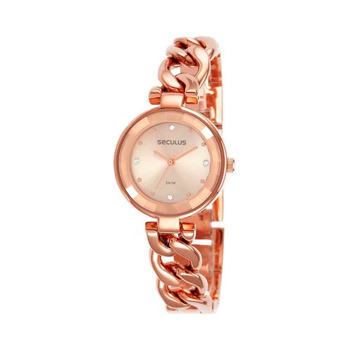 Relógio Feminino Bracelete Cristais Rosé