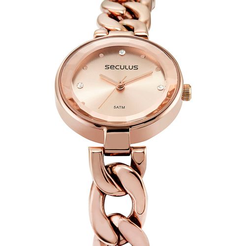 Relógio Feminino Bracelete Cristais Rosé