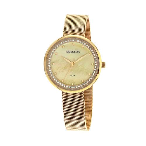 Relógio Feminino Madrepérola Dourado