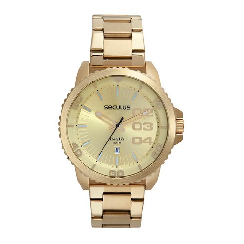 Kit Relógio Masculino Aço Dourado Com Carteira
