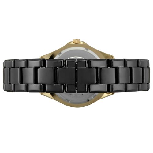 Relógio Feminino Cerâmica Cristais Dourado