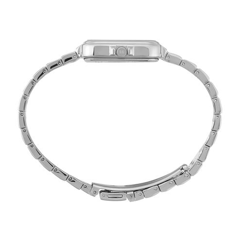 Relógio Feminino Quadrado Serpens Cristais Prata