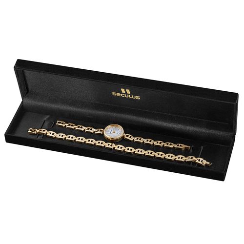 Kit Relógio Feminino Bracelete Cristais Dourado