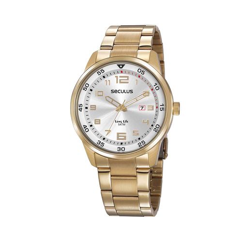 Kit Relógio Masculino Casual Dourado Com Cantil