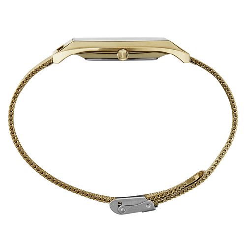 Relógio Masculino Quadrado Malha de Aço Dourado