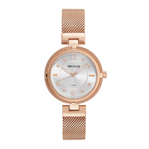 Relógio Feminino Malha de Aço Rosé