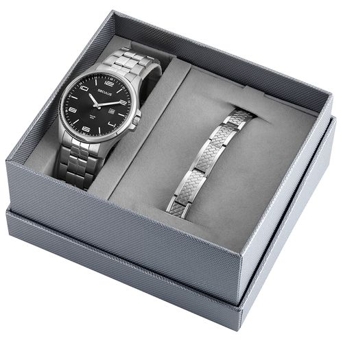 Kit Relógio Masculino Casual Prata Com Pulseira