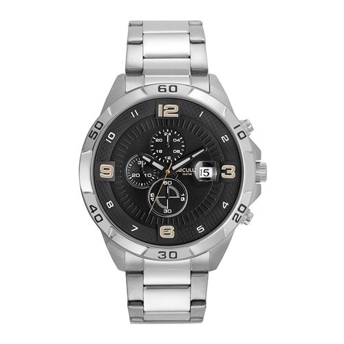 Relógio Masculino Cronógrafo Aro 3D Prata