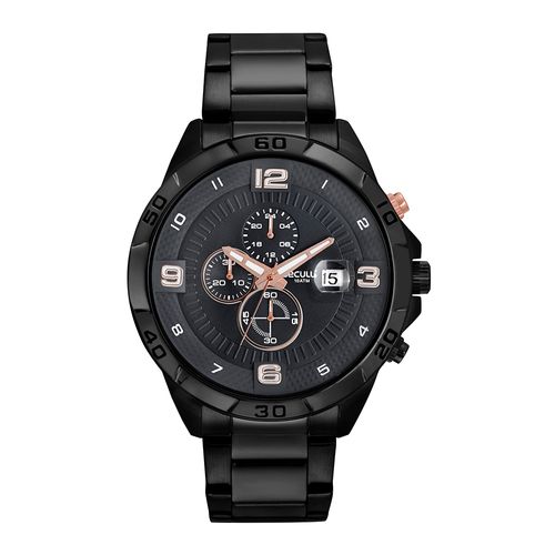 Relógio Masculino Cronógrafo Aro 3D Preto