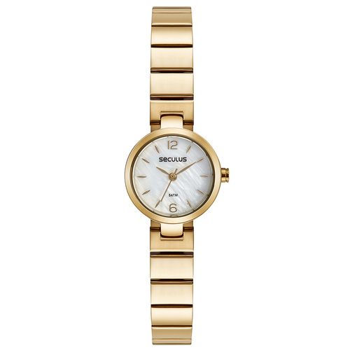 Kit Relógio Feminino Bracelete Dourado Com Colar