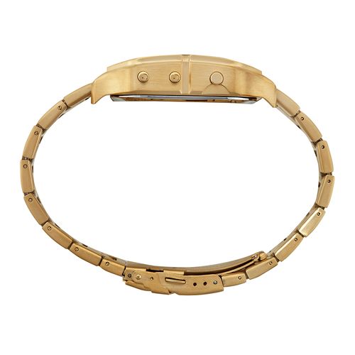 Relógio Masculino Anadigi Quadrado Aço Dourado