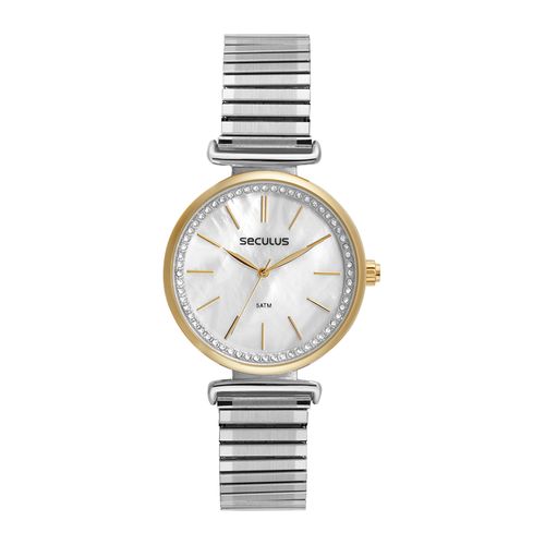 Relógio Feminino Bracelete Madrepérola Bicolor