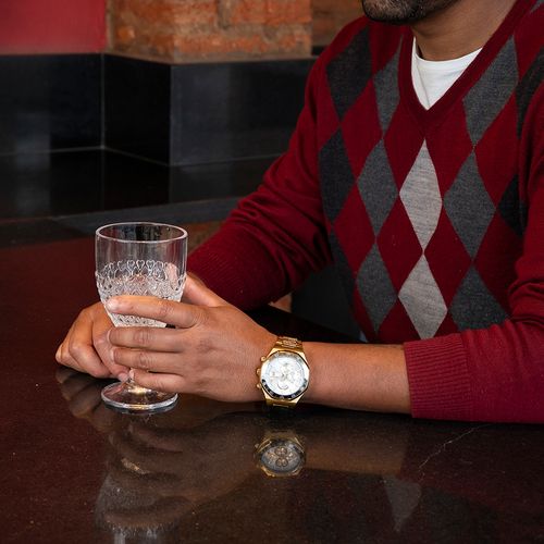 Relógio Masculino Cronógrafo Troca Caixa Dourado