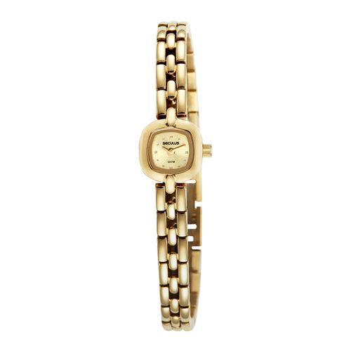 Relógio Feminino Quadrado Clássico Dourado