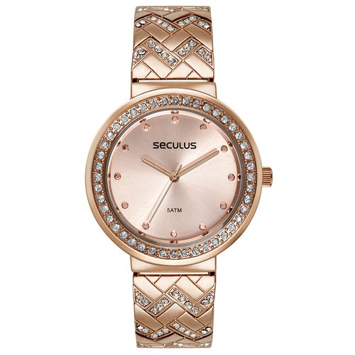 Relógio Feminino Bracelete Cristais Rosé