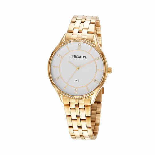 Kit Relógio Feminino Dourado Com Pulseira Olho Grego