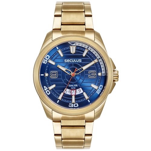 Relógio Masculino Casual Com Calendário Dourado