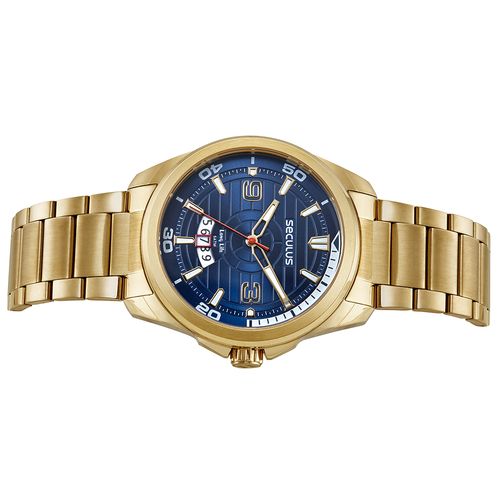 Relógio Masculino Casual Com Calendário Dourado
