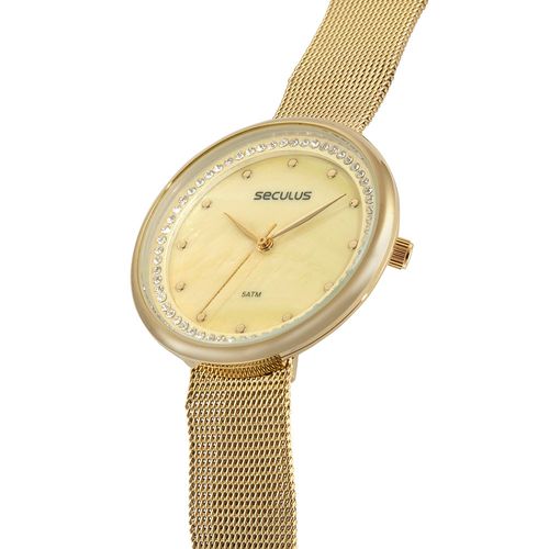 Relógio Feminino Madrepérola Dourado