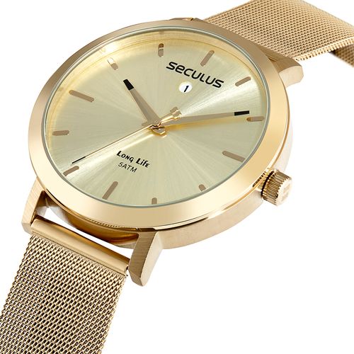 Relógio Masculino Malha de aço Dourado