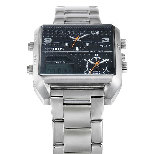 Relógio Masculino Anadigi Aço Prata