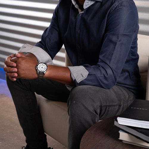 Relógio Masculino Casual Aço Prata