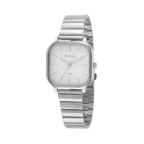 Kit Relógio Feminino Quadrado Prata Com Pulseira