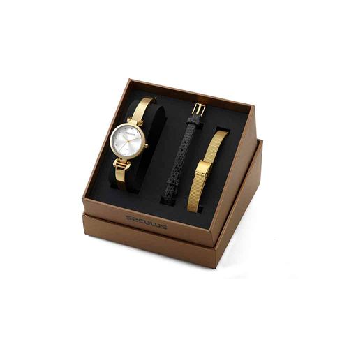 Relógio Feminino Troca Pulseira Dourado