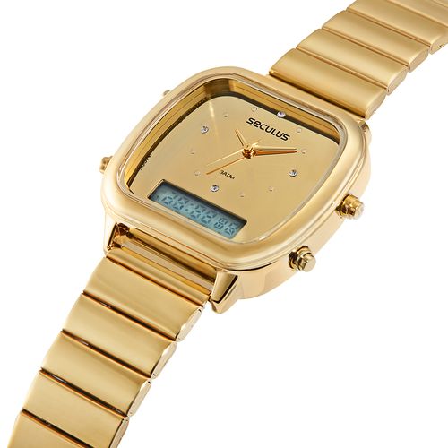 Relógio Feminino Quadrado Vintage Dourado