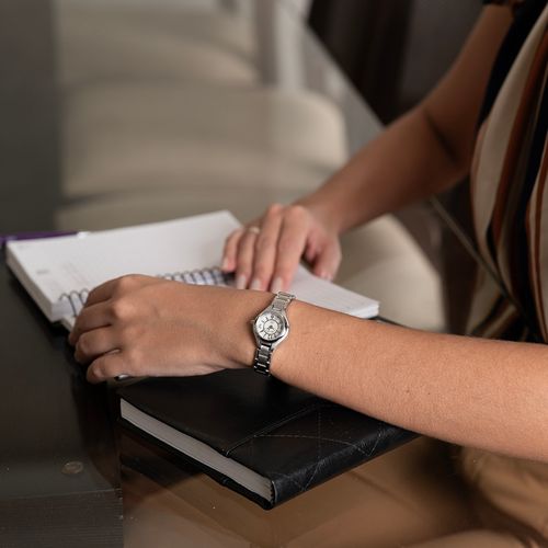 Relógio Feminino Aço Madrepérola Prata