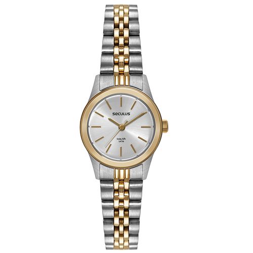 Relógio Feminino Aço Prata e Dourado