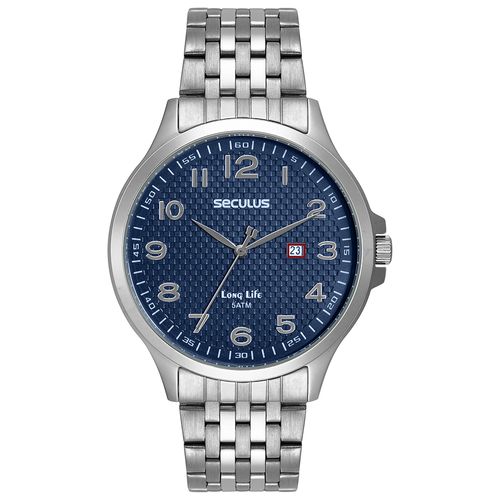 Relógio Masculino Social Visor Texturizado Prata