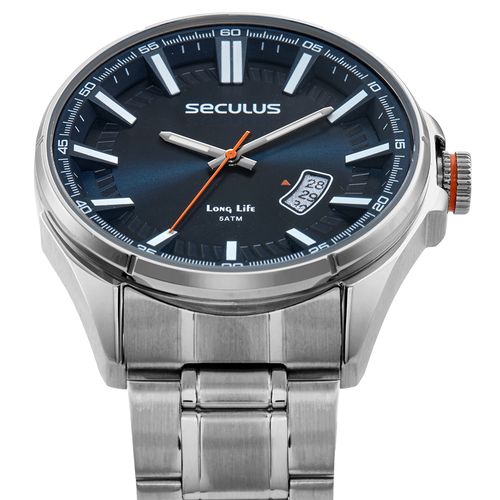 Relógio Masculino Marcações em 3D Prata