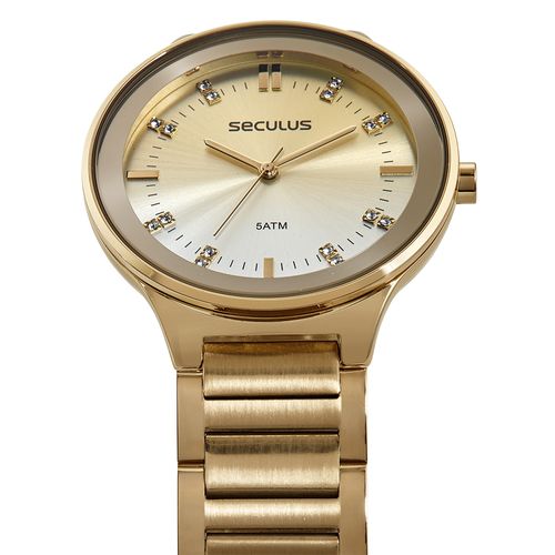 Relógio Feminino Visor Degradê Dourado