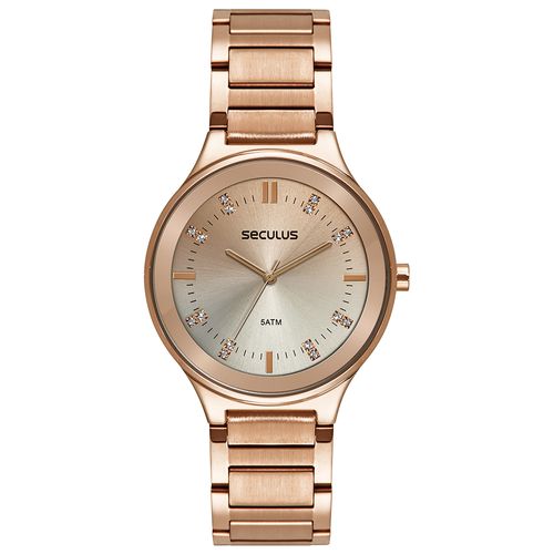 Relógio Feminino Visor Degradê Cristais Rosé