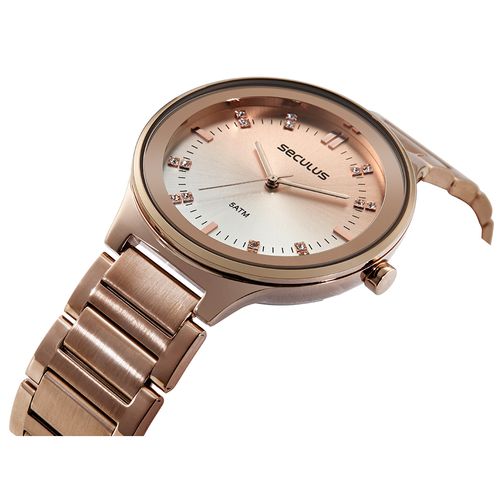 Relógio Feminino Visor Degradê Cristais Rosé