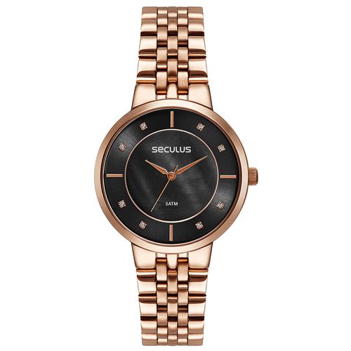 Relógio Feminino Madrepérola Cristais Rosé