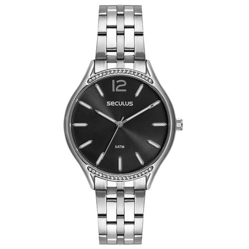 Relógio Feminino Cristais Prata