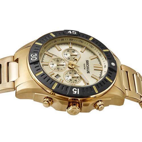 Relógio Masculino Cronógrafo Aço Dourado