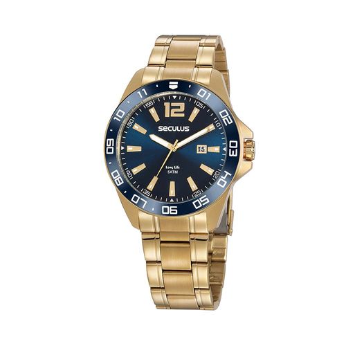 Kit Relógio Masculino Casual Dourado Com Canivete