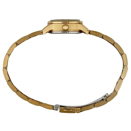 Relógio Feminino Dourado Aço Com Visor Azul