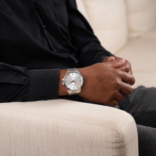 Relógio Masculino Aço Calendário Prata