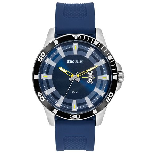 Relógio Masculino Robusto Silicone Prata