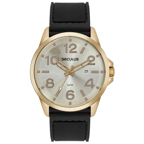 Relógio Masculino Silicone Dourado