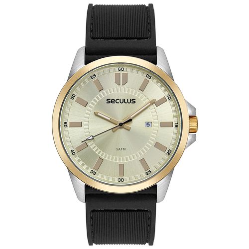 Relógio Masculino Calendário Silicone Bicolor