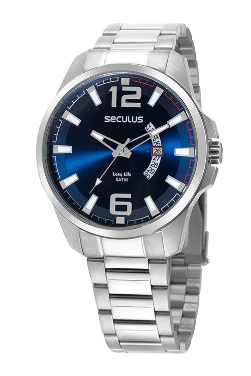 Kit Relógio Masculino Calendário Prata Com Carteira