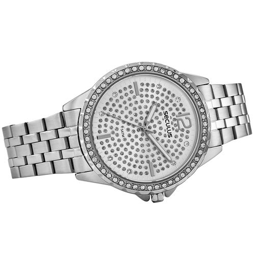 Relógio Feminino Cristais Prata