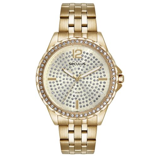 Relógio Feminino Cristais Dourado