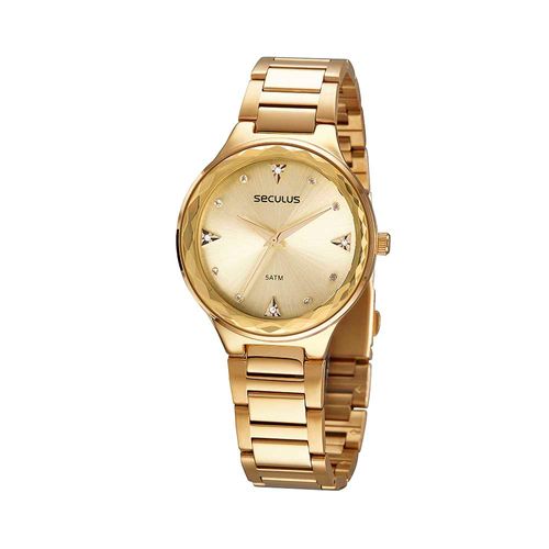 Kit Relógio Feminino Dourado Com Pulseira Love